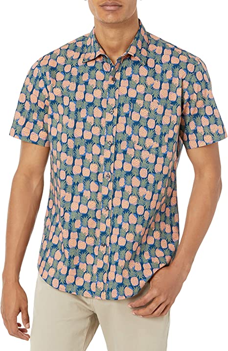 Photo 1 of Amazon Essentials Men's Regular-Fit Short-Sleeve Print Shirt, SZIE S