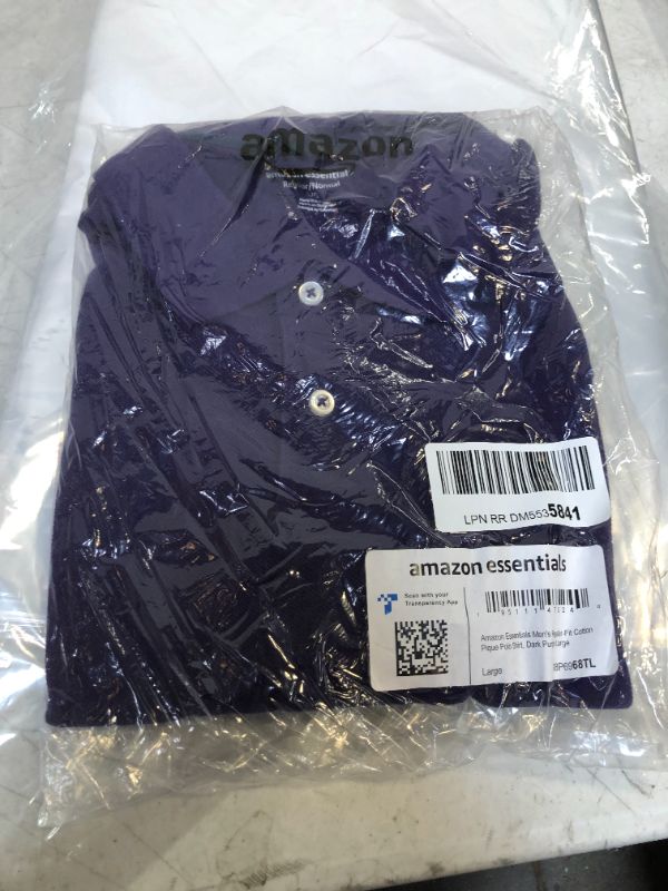 Photo 2 of Amazon Essentials Men's Regular-Fit Cotton Pique Polo Shirt SIZE Large Dark Purple