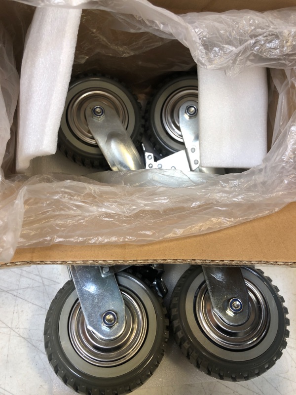 Photo 2 of 6 Inches Heavy Duty Rubber Caster Wheels Anti-Skid Swivel Casters Wheels with 360 Degree for Set of 4 (2 with Brakes& 2 Without)