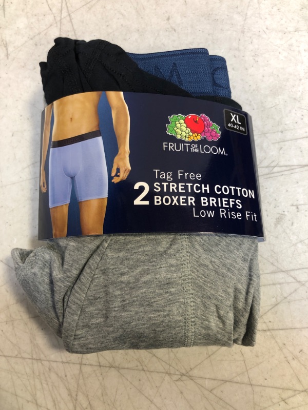 Photo 1 of Fruit of the Loom Men's Cotton Stretch Boxer Brief packs of 2 , SIZE XL 