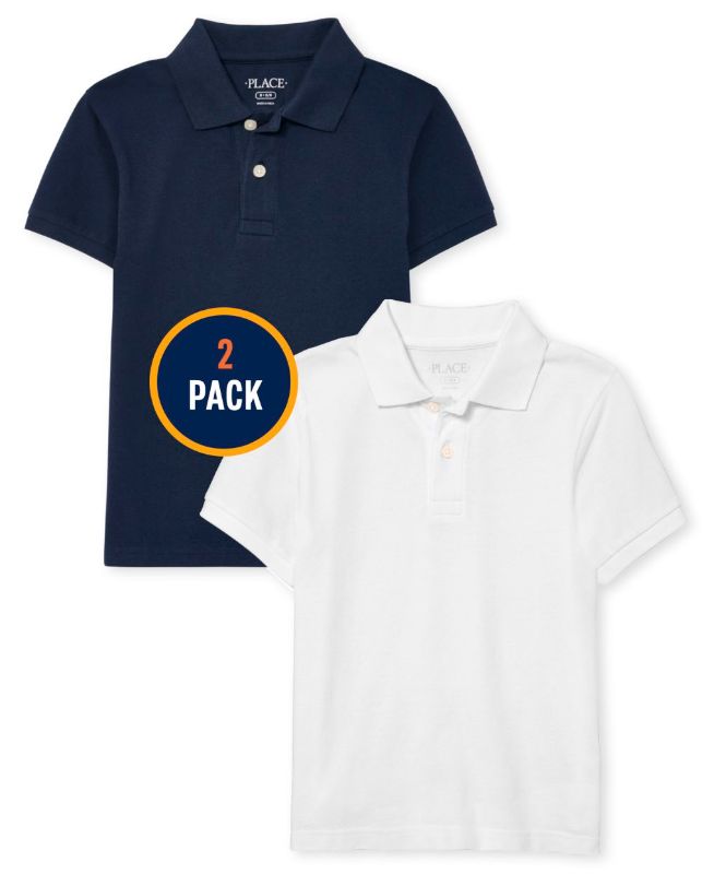 Photo 1 of Boys Uniform Pique Polo 2-Pack, SIZE 10-12