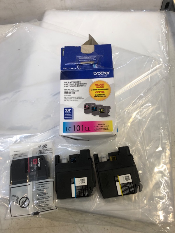 Photo 2 of Brother Genuine Standard Yield Color Ink Cartridges, LC1013PKS, Replacement Color Ink Three Pack, Includes 1 Cartridge Each of Cyan, Magenta & Yellow, Page Yield Upto 300 Pages/Cartridge, LC101