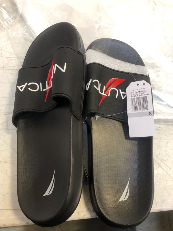 Photo 1 of Nautica Men's Shower Sandals Open Toe Soft Slide House Slipper for Indoor & Outdoor SIZE 8 Black-yavo