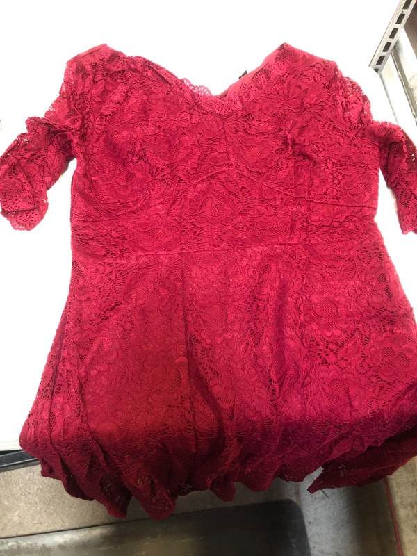 Photo 2 of JASAMBAC Cocktail Dress for Women Vintage Wedding Guest Lace Midi Dress Party Wine Red SIZE Large