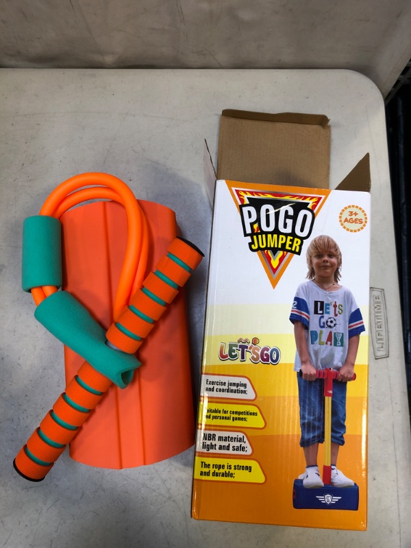 Photo 2 of CUUGO LET'S GO! CG Pogo Stick Foam Pogo Jumper for Kids, Toys for 3-12 Year Old Boys Girls Outdoor Toys Indoor Toys Fun Gifts Christmas Stocking Stuffers Gifts- Sports Help Grow Taller Orange