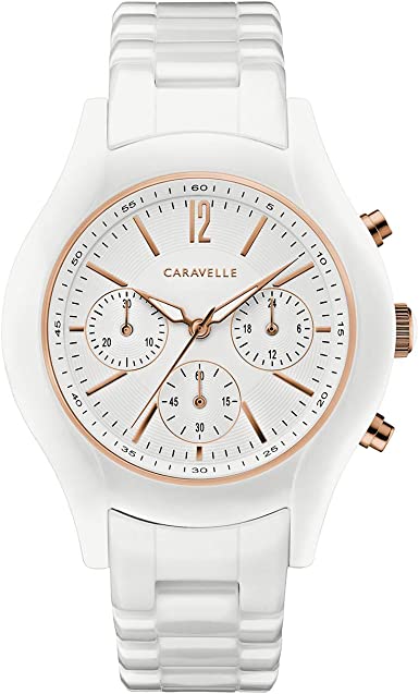 Photo 1 of Caravelle by Bulova Ladies' Sport Chronograph Quartz Two-Tone Ceramic Watch, White Dial Style: 45L174
