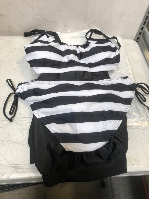 Photo 2 of American Trends Plus Size Two Piece Tankini Bathing Suits for Women Slimming Tummy Control Swimsuits Stripes SIZE XXL