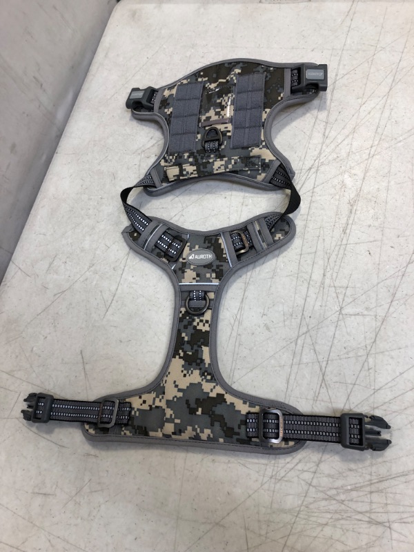 Photo 2 of AUROTH Tactical Dog Harness for Small Medium Dogs No Pull Adjustable Pet Harness Reflective K9 Working Training Easy Control Pet Vest Military Service Dog Harnesses Desert Camo M
