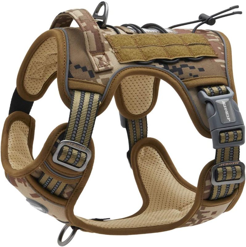 Photo 1 of AUROTH Tactical Dog Harness for Small Medium Dogs No Pull Adjustable Pet Harness Reflective K9 Working Training Easy Control Pet Vest Military Service Dog Harnesses Desert Camo M
