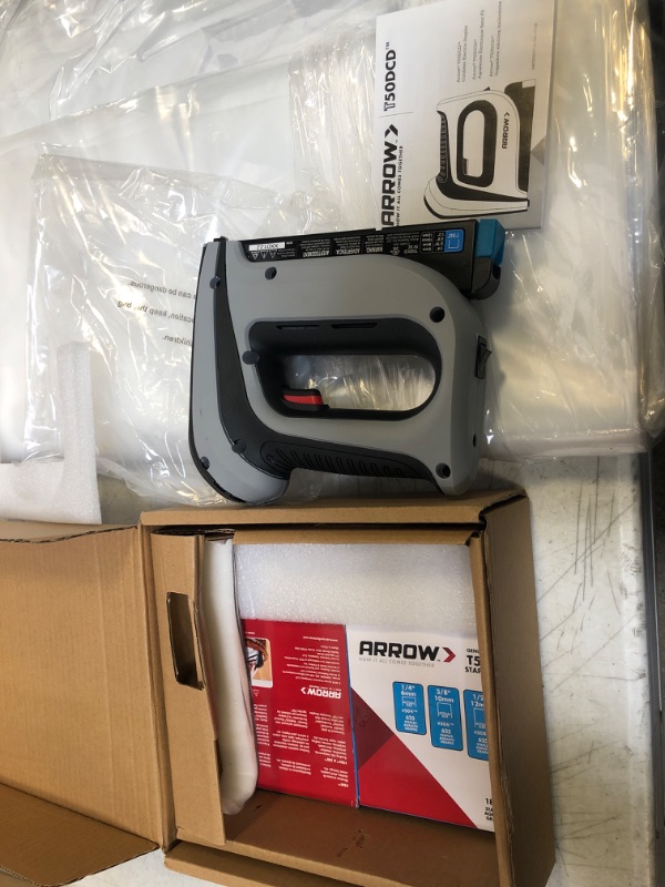 Photo 2 of Arrow Cordless Staple Gun Kit, Electric Stapler with 3750 Pieces T50 1/4", 3/8", 1/2" Staples, for Upholstery Professional and DIY Projects, T50DCD