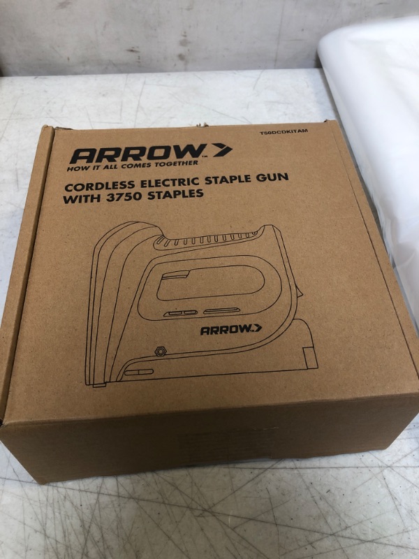 Photo 3 of Arrow Cordless Staple Gun Kit, Electric Stapler with 3750 Pieces T50 1/4", 3/8", 1/2" Staples, for Upholstery Professional and DIY Projects, T50DCD