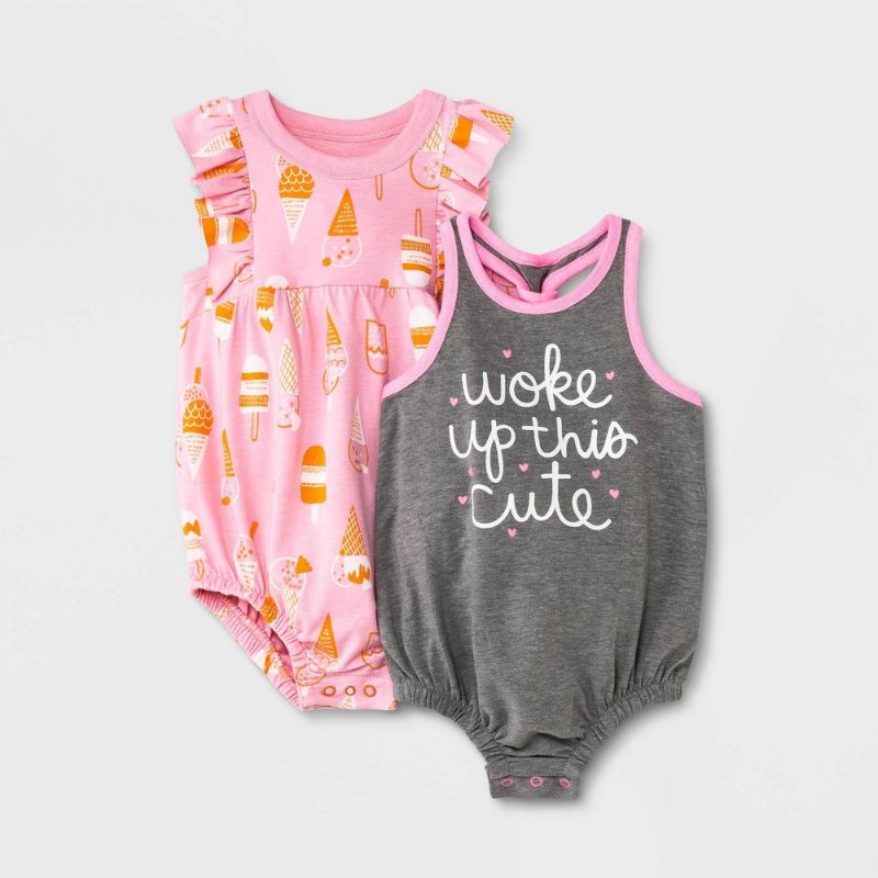 Photo 1 of Baby Girls' 2pc Ice Cream Romper - Cat & Jack™ Pink, SIZE 3-6 MONTHS 