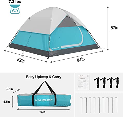 Photo 1 of 2/4-Person Family Dome Tent with Removable Rain-Fly, Easy Set Up Portable Camping Tent for Backpacking Hiking Backyard Outdoor, Green/Blue/2-person/4-person