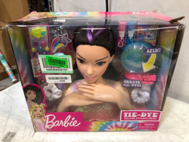 Photo 2 of Just Play Just Play Barbie Tie-Dye Deluxe 22-Piece Styling Head, Black Hair, Includes 2 Non-Toxic Dye Colors, 