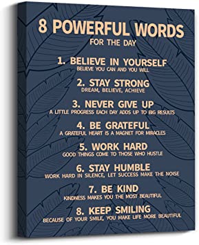 Photo 1 of 8 Rules Of Life Canvas Decoration Painting, Suitable For Office, School, Library,Home (29x38cm) Framed (Blue-8)