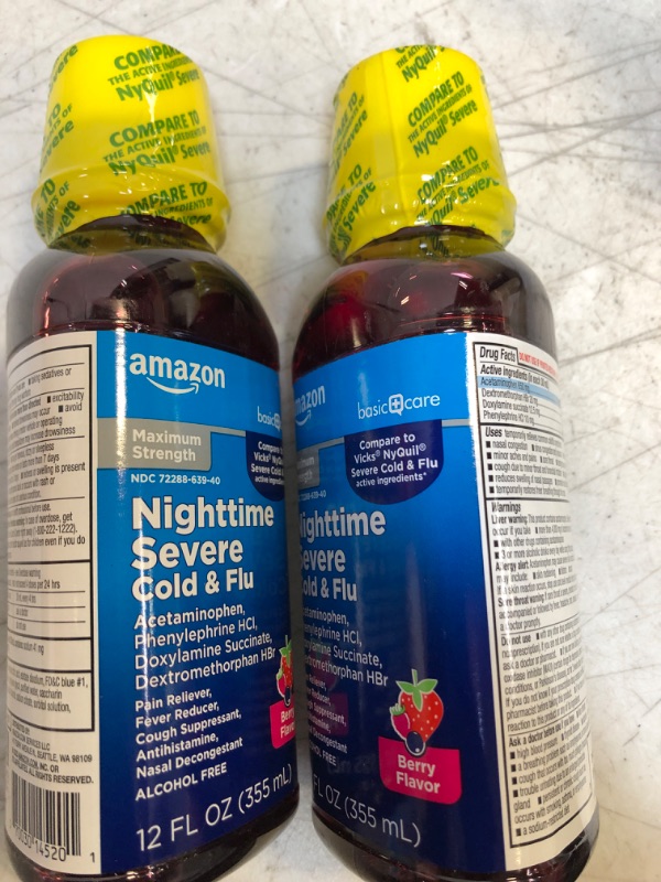 Photo 1 of Amazon Basic  Nighttime Severe Cold and Flu, 2 COUNT, EXP 07/ 2024