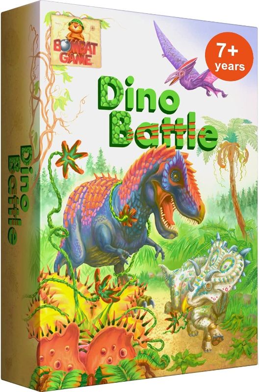 Photo 1 of Dino Battle - Dinosaur Games for Kids 7 and Up. Logic Family Board Game for 2-4 Players. Line up a Row of Animals and Plants Fastest. Magnetic Tiles. Promotes Strategy, Creativity Skills
