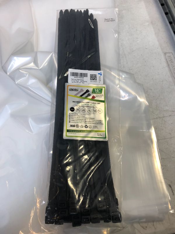 Photo 1 of 50 PIECE PREMIUM WIDE STRANG 16" SELF LOCKING TIE STRAPS