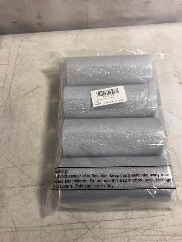 Photo 1 of 4 Rolls Christmas Tulle Ribbon 6" by 100 yd Glitter Tulle Rolls Fabric Ribbon Glitter Fabric Tulle Spool 25 yd Per Roll for Christmas Wedding Gift Birthday Bridal Shower Wrapping Decoration
