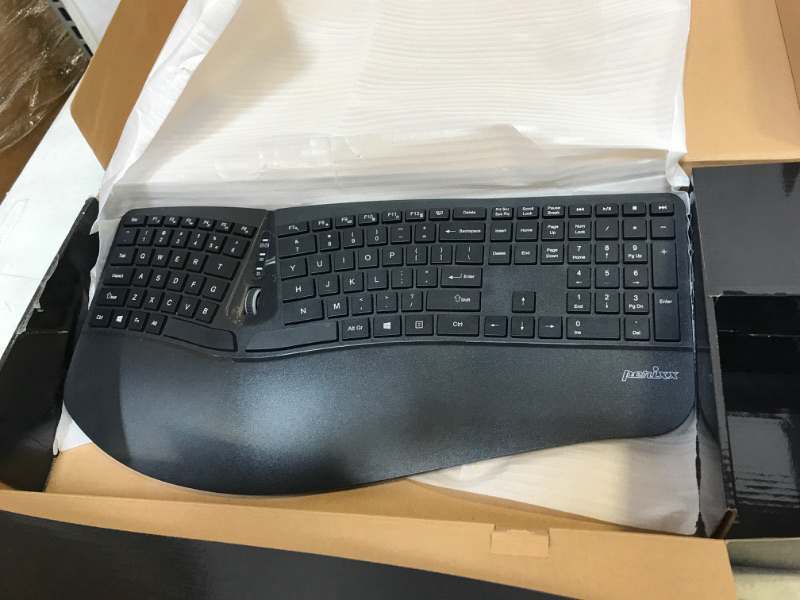 Photo 2 of Perixx Periduo-605, Wireless Ergonomic Split Keyboard and Vertical Mouse Combo, Adjustable Palm Rest and Membrane Low Profile Keys, Black, US English Layout (11633)