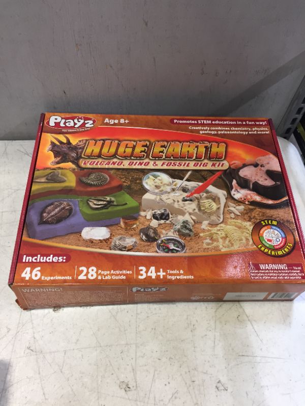 Photo 2 of Playz Huge Earth Volcano, Dinosaur & Fossil Dig Kit - Stem Science Kit for Kids Age 8 9 10 11 12 13+ Years Old - 46+ Fun & Safe Geology Experiments - Kids Toys and Craft Activities for Boys & Girls