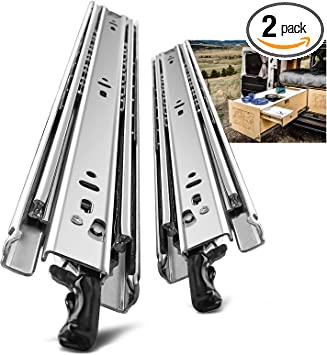 Photo 1 of AOLISHENG 1 Pair Heavy Duty Drawer Slides with Lock 12 14 16 18 20 22 24 26 28 30 32 34 36 38 40 Inch 150 lb Load Capacity Side Mount Full Extension Ball Bearing Cabinet Locking Rail Tool Box Runner