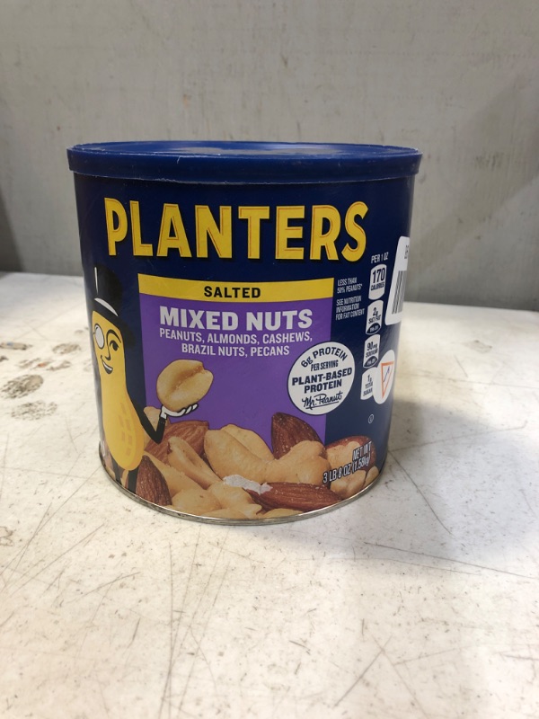 Photo 2 of Planters Mixed Nuts Less Than 50% Peanuts with Peanuts (Almonds, Cashews, Brazil Nuts, Pecans & Sea Salt, 3.0 lb Canister) Exp:04/09/24