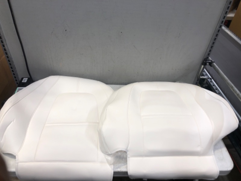 Photo 2 of Basenor Tesla Model 3 Model Y Model S Model X Leather Seat Back Kick Protectors Kick Mats White Set of 2