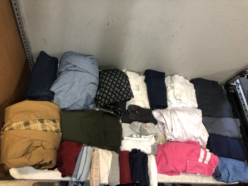 Photo 1 of BOX LOT -- MISC CLOTHING ITEMS SIZES VARY , MENS AND KIDS --