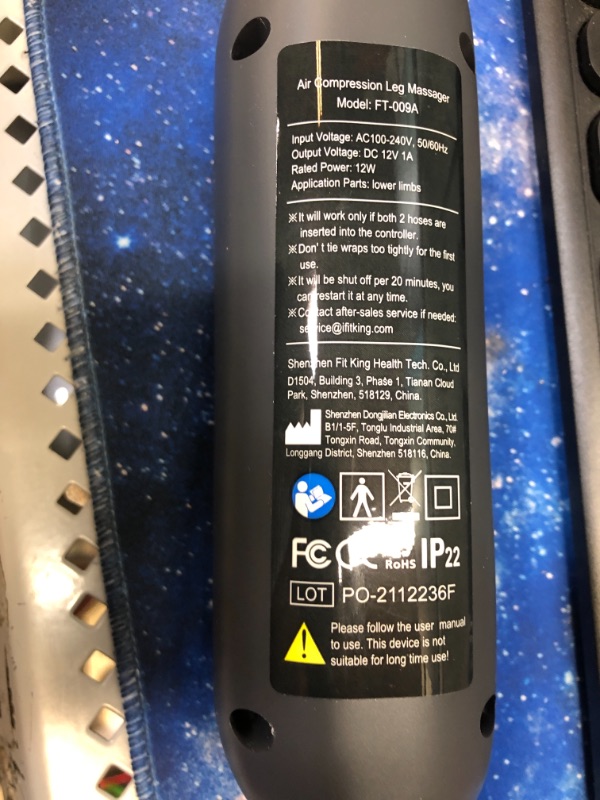 Photo 4 of FIT KING Leg Air Massager for Circulation and Relaxation Foot and Calf Massage with Handheld Controller 3 Intensities 2 Modes (with 2 Extensions)- FSA HSA Eligible  -- UNABLE TO PROPERLY TEST , MISSING POWER CORD --