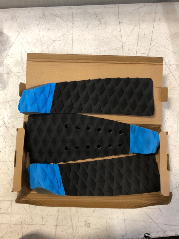 Photo 2 of Abahub 3 Piece EVA Surfboard Deck Traction Pads with Kicker for Stomp Skimboards, Surf Boards, Funboard, Fish Board, Black/Blue