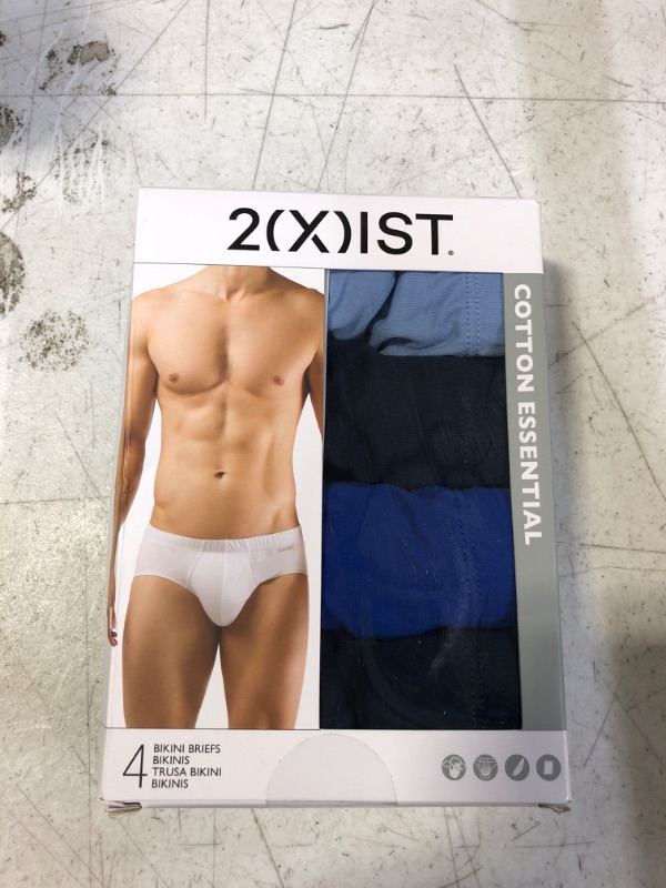 Photo 2 of 2(X)IST Men's Essential Cotton Bikini Brief 4-Pack Small Varsity Navy/Cobalt Blue/Porcelain