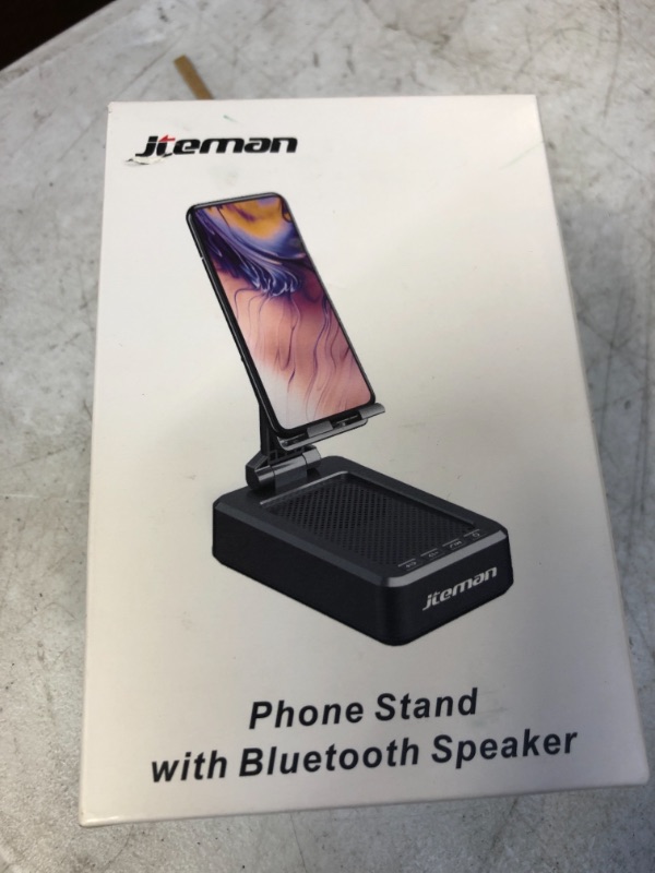 Photo 1 of Cell Phone Stand with Wireless Bluetooth Speaker and Anti-Slip Base HD Surround Sound Perfect for Home and Outdoors with Bluetooth Speaker for Desk Compatible with iPhone/ipad/Samsung Galaxy Black