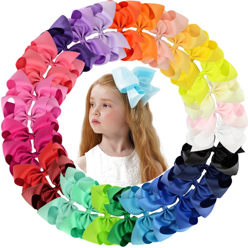 Photo 1 of 35PCS Big 4 Inch Hair Bows for Girls Grosgrain Ribbon Toddler Hair Accessories with Alligator Clips for Toddlers Baby Girls Kids Teens