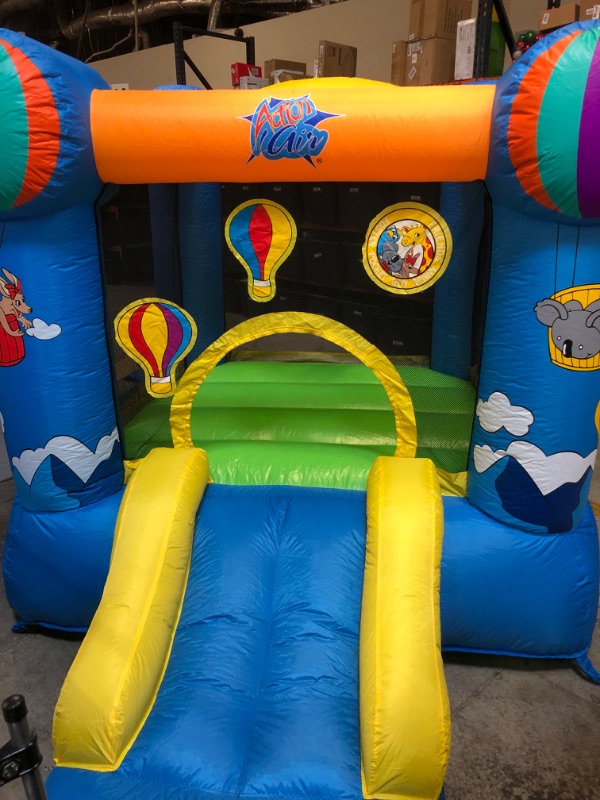 Photo 6 of ACTION AIR Bounce House, Inflatable Bouncer with Air Blower, Jumping Castle with Slide for Outdoor and Indoor, Backyard Fun *String to tighten blower was ripped off * Tested it with tape  , worked just fine * DIRTY 