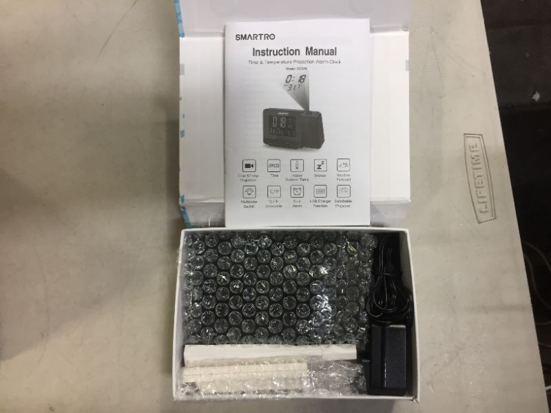 Photo 1 of SMARTRO SC31B Digital Projection Alarm Clock with Weather Station, Indoor Outdoor Thermometer, USB Charger, Dual Alarm Clocks for Bedrooms, AC & Battery Operated