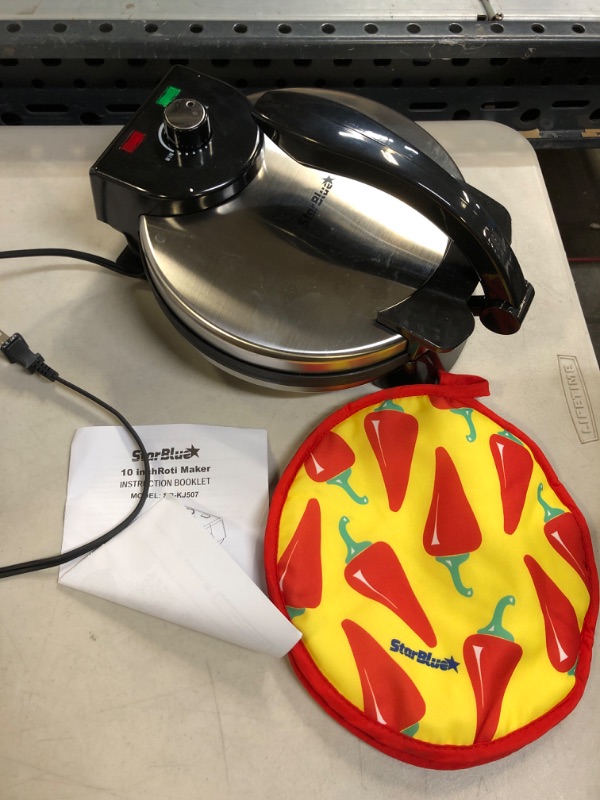 Photo 2 of 10inch Roti Maker by StarBlue with FREE Roti Warmer - The automatic Stainless Steel Non-Stick Electric machine to make Indian style Chapati, Tortilla, Roti AC 110V 50/60Hz 1500W