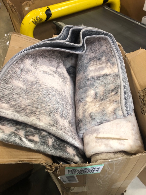 Photo 1 of Art&Tuft Washable Rug, Anti-Slip Backing Abstract 8x10 Area Rugs, Stain Resistant Rugs for Living Room, Foldable Machine Washable Area Rug (TPR22-Green/Grey, 8'x10') - BOX DAMAGED -