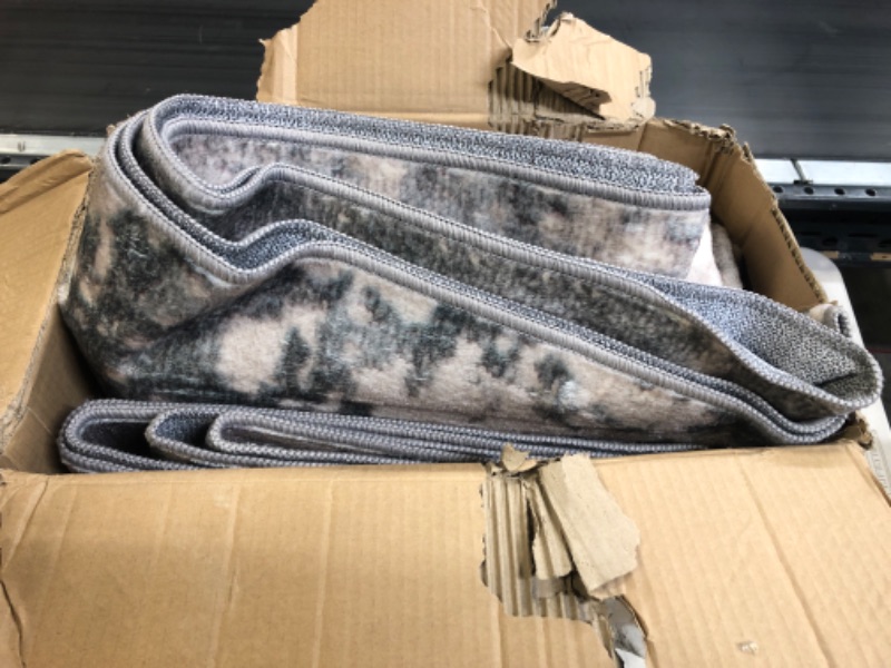 Photo 1 of Art&Tuft Washable Rug, Anti-Slip Backing Abstract 8x10 Area Rugs, Stain Resistant Rugs for Living Room, Foldable Machine Washable Area Rug (TPR22-Green/Grey, 8'x10') - BOX DAMAGED -