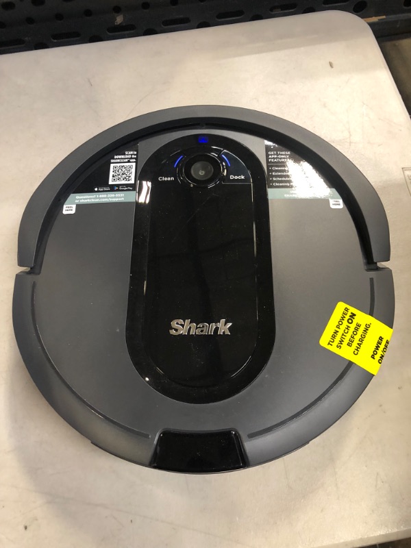 Photo 2 of Shark RV912S EZ Robot Vacuum with Self-Empty Base, Bagless, Row-by-Row Cleaning, Perfect for Pet Hair, Compatible with Alexa, Wi-Fi, Dark Gray - ITEM IS DIRTY AND HAS MINOR SCRATCHES FROM USE -