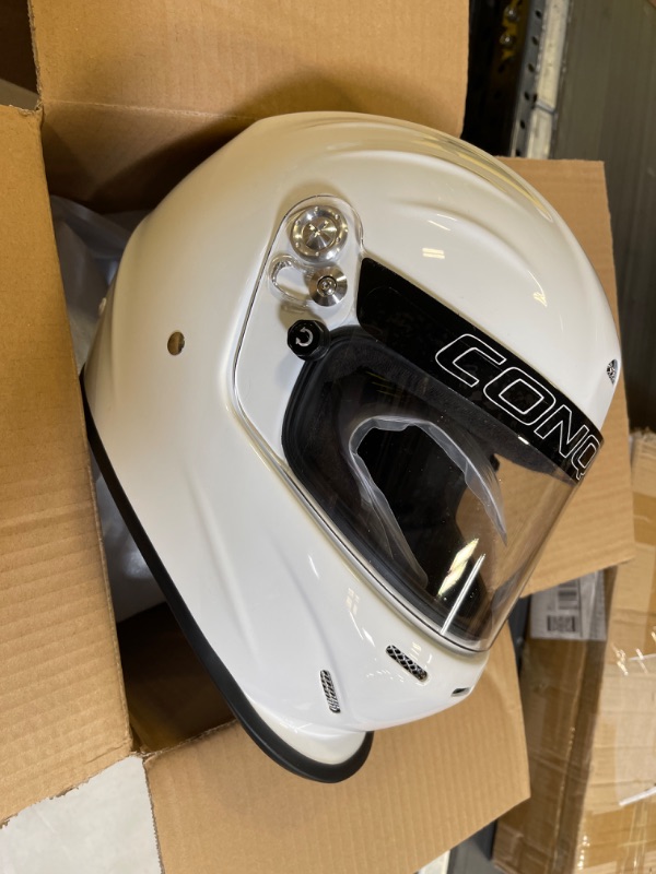Photo 2 of Conquer Snell SA2020 Aerodynamic Vented Full Face Auto Racing Helmet Small White