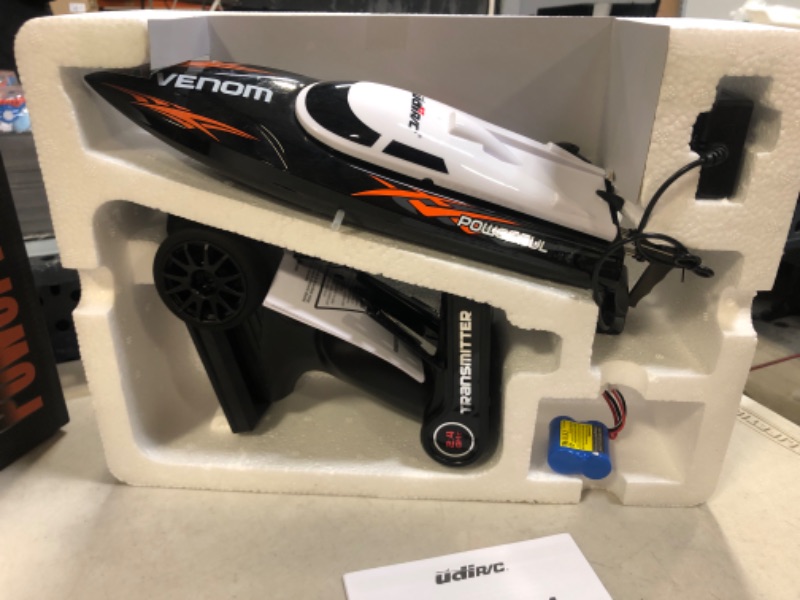 Photo 2 of Cheerwing RC Racing Boat for Adults - High Speed Electronic Remote Control Boat for Kids Black+white