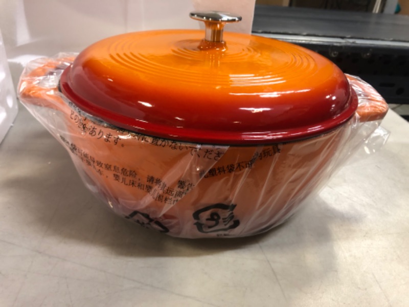 Photo 3 of Amazon Basics Enameled Cast Iron Covered Dutch Oven, 6-Quart, Orange Orange 6-Quart Oven