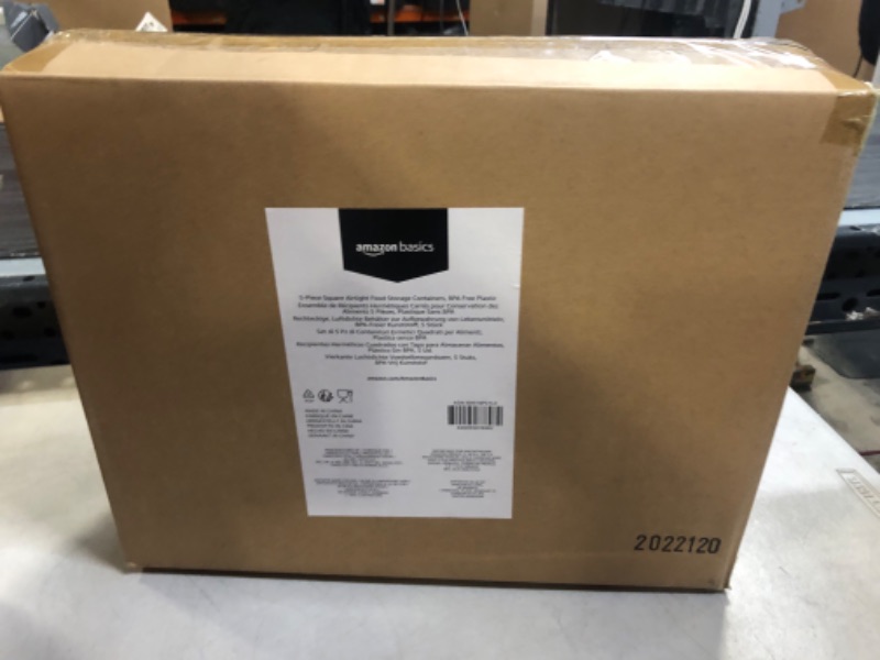 Photo 4 of Amazon Basics 5-Piece Square Airtight Food Storage Containers for Kitchen Pantry Organization, BPA Free Plastic 5-Piece Square Set