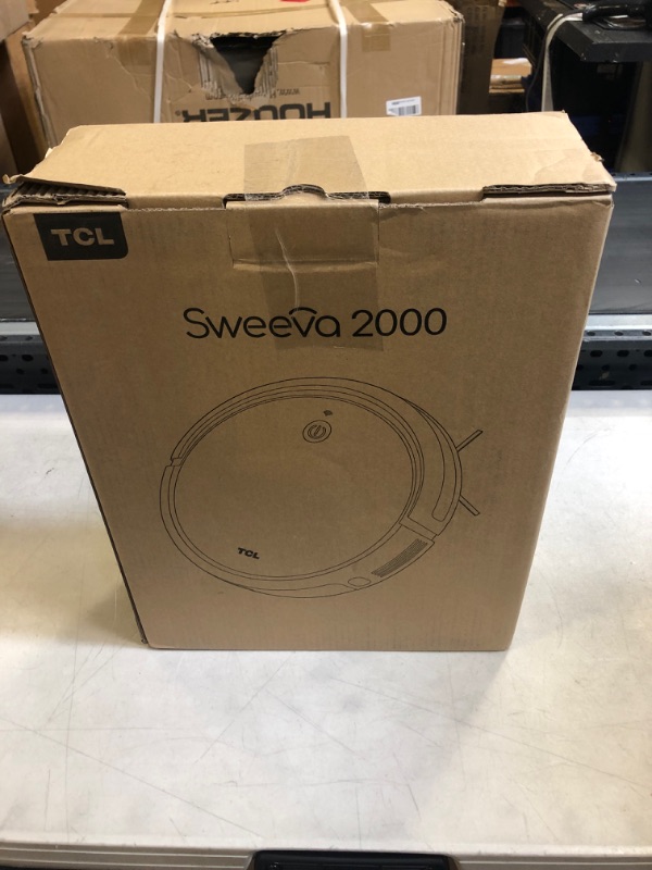 Photo 2 of TCL Sweeva 2000 Robot Vacuum Cleaner Ultra Slim 2.76inch, 2000Pa Suction for Pet Hair, Hard Floor & Medium-Pile Carpets, 150mins Runtime, Washable Filter, WiFi & Alexa/Google Enabled ** UNABLE TO TEST // MISSING PCS // USED COULD BE USED FOR PARTS 
