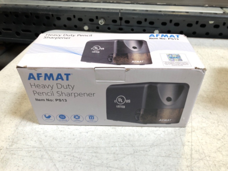 Photo 2 of AFMAT Electric Pencil Sharpener, Heavy Duty Classroom Pencil Sharpeners for 6.5-8mm No.2/Colored Pencils, UL Listed Industrial Pencil Sharpener w/Stronger Helical Blade, Best School Pencil Sharpener Black ** USED ** // ** UNABLE TO TEST 