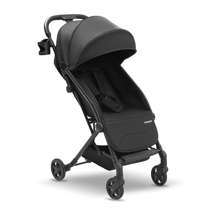 Photo 1 of Mompush Lithe, Lightweight Stroller, Compact One-Hand Fold Luggage-Style Travel Stroller for Airplane Friendly, Reclining Seat and XL Canopy, with Rain Cover & Travel Carry Bag & Cup Holder
