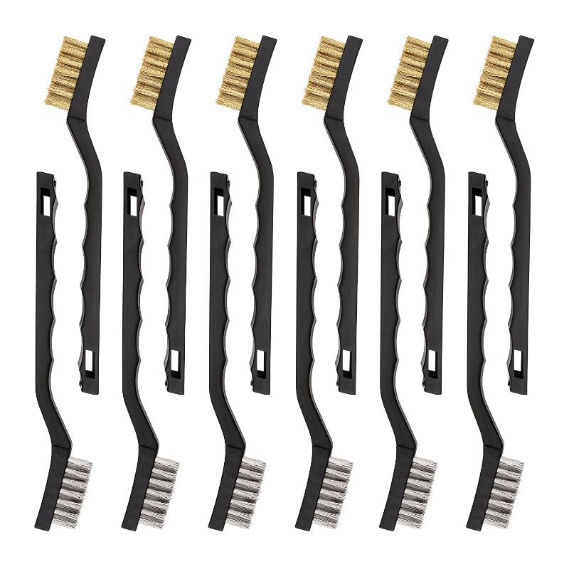 Photo 1 of Amazon Basics Stainless Steel and Brass Mini Wire Brush, 12-Pack
