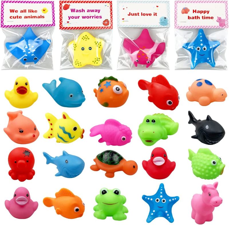 Photo 1 of  24 PCS Valentines Cards with Bath Toys for Kids School Class Classroom Valentines Day Cards Gifts Prizes Party Favors
