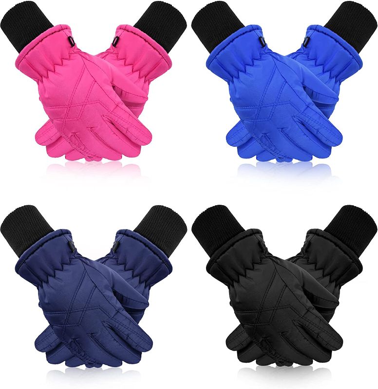 Photo 1 of 4 Pairs Kids Cycling Gloves, Mountain Bicycle Gloves Warm Child Sport Ski Gloves Toddler Fishing Gloves for Outdoor Sport Climbing Riding Football
